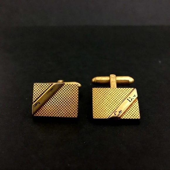Christian Dior Logo Gold Tone Cuffs /1J0455 - Picture 1 of 5